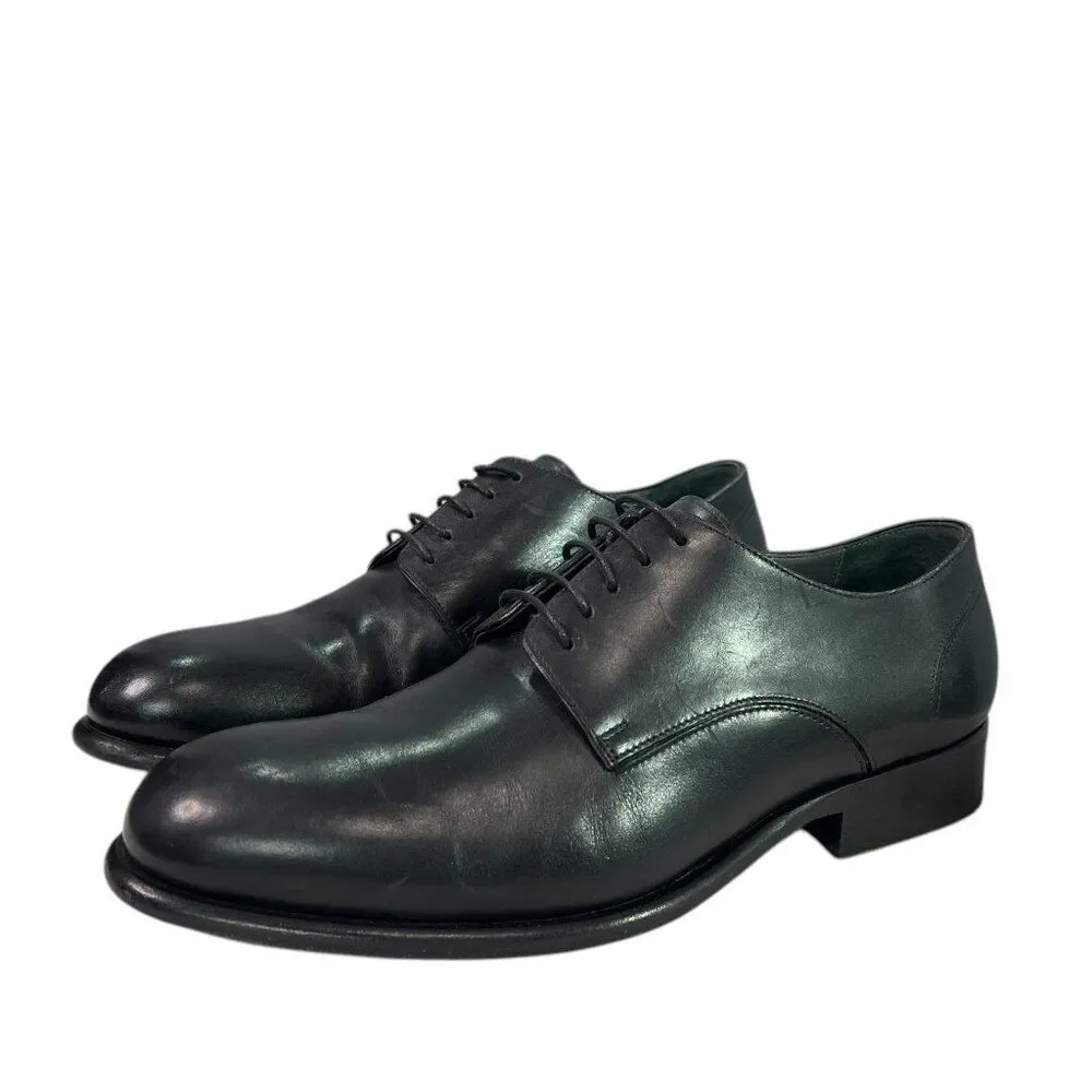 Lanvin Classic Black Leather Derby Shoes High Sheen UK Men's $890 Size 6, US 7M